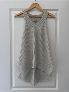 AllSaints Light Gray Ribbed V-Neck Knit Tank